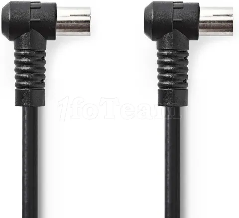 Photo de Câble antenne coaxial coudé Coax Mâle (IEC) Nedis Coax Femelle (IEC) 5m (Noir)