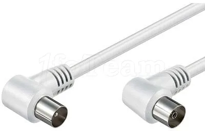 Photo de Câble antenne Goobay coaxial coudé Coax Mâle (IEC) M/F 1,5m (Blanc)