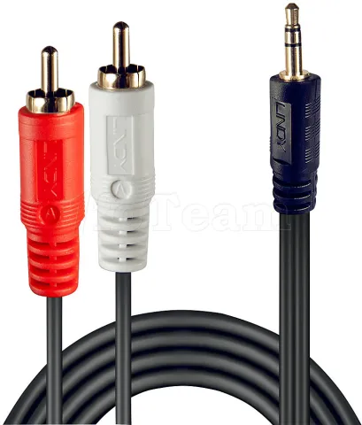 Photo de Cable Audio Lindy 2x RCA vers 1x Jack 3,5mm Mâle 20m (Noir)