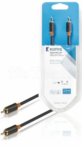 Photo de Cable Audio Optique RCA König 2m (Gris)