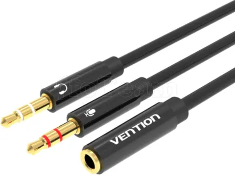 Photo de Cable audio Vention Jack 3,5mm Mâle vers 2 x Jack 3,5mm Femelle 0.3m (Noir)