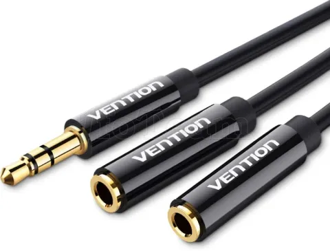 Photo de Cable Audio Vention  mini Jack 3.5mm  2x mini Jack 3.5 mm 0.3m (Noir)