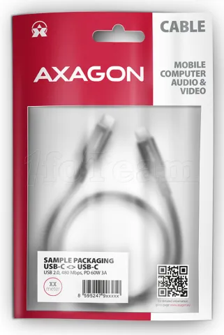Photo de Câble Axagon BUCM-CM30AB USB-C 2.0 3m M/M 60W (Noir)