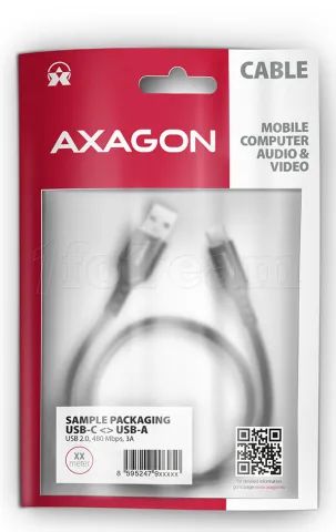 Photo de Câble Axagon USB Type A - Type C M/M 1m (Noir)