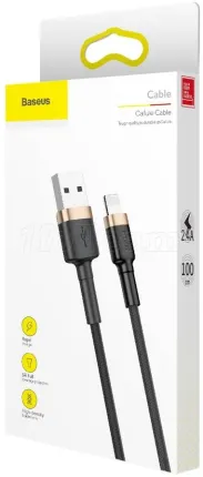 Photo de Cable Baseus Cafule Lightning vers USB Type A - 1m (Noir/Gris)