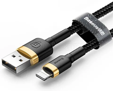 Photo de Cable Baseus Cafule USB 2.0 type A - Lightning M/M 2m (Noir/Or)