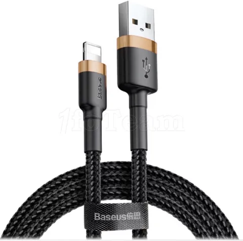 Photo de Cable Baseus Cafule USB 2.0 type A - Lightning M/M 2m (Noir/Or)