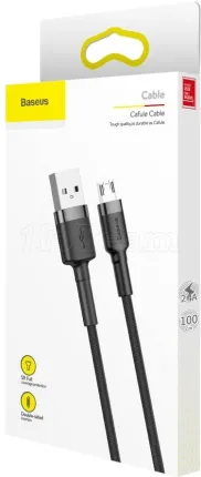 Photo de Cable Baseus Cafule USB 2.0 type A - Micro B M/M 1m (Noir)