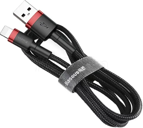 Photo de Cable Baseus Cafule USB Type A - Lightning M/M 2m (Noir/Rouge)