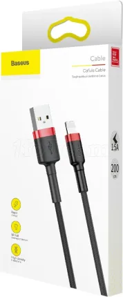 Photo de Cable Baseus Cafule USB Type A - Lightning M/M 2m (Noir/Rouge)