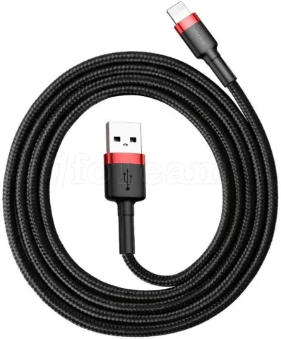 Photo de Cable Baseus Cafule USB Type A - Lightning M/M 2m (Noir/Rouge)