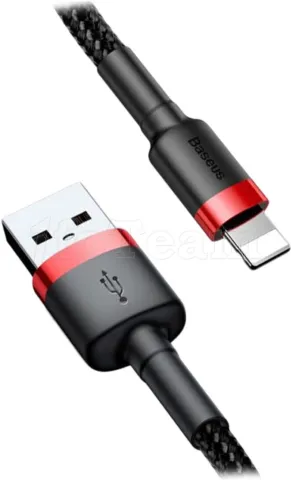 Photo de Cable Baseus Cafule USB Type A - Lightning M/M 2m (Noir/Rouge)