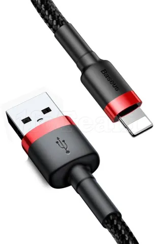 Photo de Cable Baseus Cafule USB Type A - Lightning M/M 3m (Noir/Rouge)