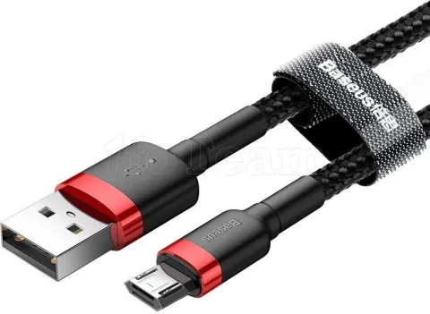 Photo de Cable Baseus Cafule USB type A - Micro B réversible M/M 2m (Noir/Rouge)