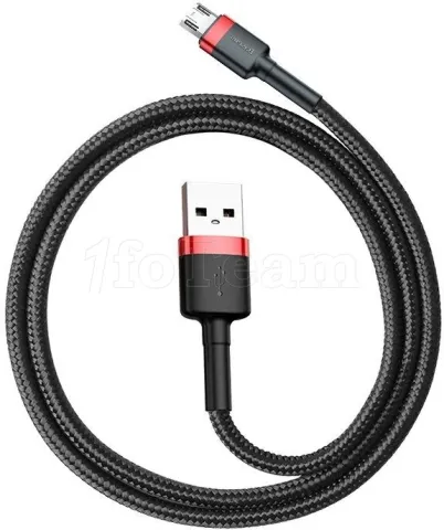 Photo de Cable Baseus Cafule USB type A - Micro B réversible M/M 2m (Noir/Rouge)
