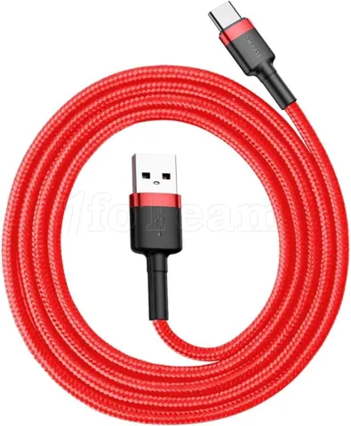 Photo de Cable Baseus Cafule USB Type A - Type C M/M 1m (Noir/Rouge)