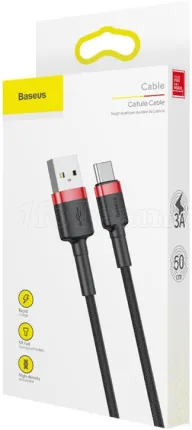Photo de Cable Baseus Cafule USB Type A - Type C M/M 50cm (Noir/Rouge)