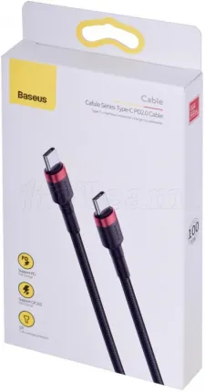 Photo de Câble Baseus Cafule USB Type C M/M 1m 60W (Noir/Rouge)