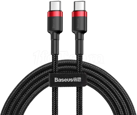 Photo de Cable Baseus Cafule USB Type C M/M 2m 60W (Noir/Rouge)