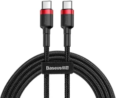 Photo de Cable Baseus Cafule USB Type C M/M 2m 60W (Noir/Rouge)