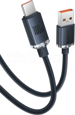 Photo de Cable Baseus Crystal Shine USB type A- type C M/M 100W 1,2m (Noir)