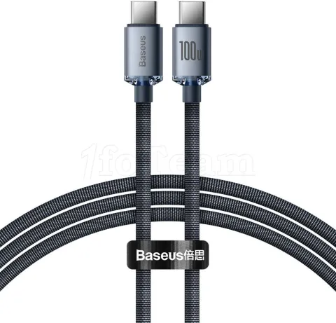 Photo de Cable Baseus Crystal Shine USB type C M/M 100W 1,2m (Noir)
