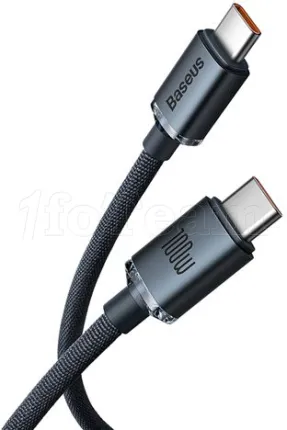 Photo de Cable Baseus Crystal Shine USB type C M/M 100W 1,2m (Noir)