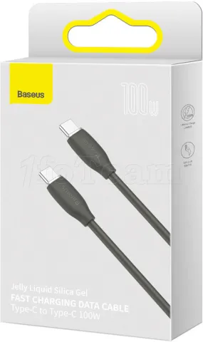 Photo de Cable Baseus Jelly USB type C M/M 100w 2m (Noir)