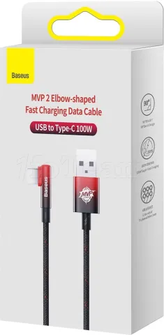 Photo de Cable Baseus MVP2 Elbow  USB 2.0 type A - type C M/M coudé 1m 100W (Rouge)