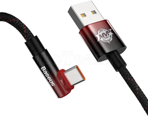 Photo de Cable Baseus MVP2 Elbow  USB 2.0 type A - type C M/M coudé 1m 100W (Rouge)