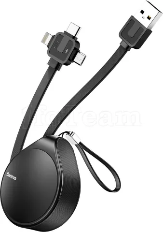 Photo de Cable Baseus Waterdrop USB 2.0 type A - Micro B / Type C & Lightning M/M 1,5m (Noir)