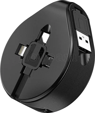 Photo de Cable Baseus Waterdrop USB 2.0 type A - Micro B / Type C & Lightning M/M 1,5m (Noir)