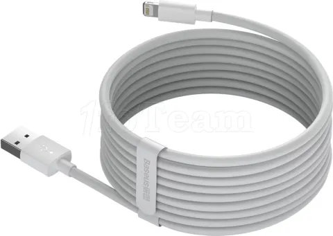 Photo de Cable Baseus Wisdom USB Type A - Lightning M/M 1,5m (Blanc/Rouge)