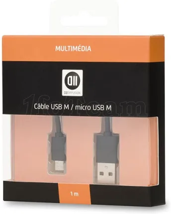 Photo de Cable D2 Diffusion USB 2.0 type A - Micro B M/M 1m ( Noir)