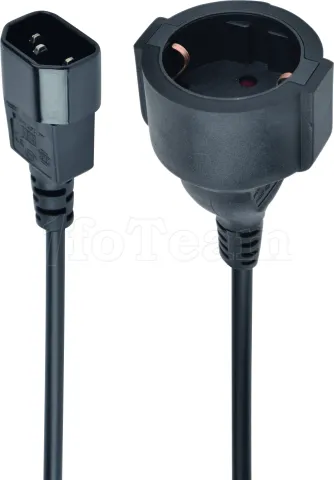 Photo de Câble d'alimentation CableXpert CEE 7/7 F vers C14 (prise schuko) 15cm F/M (Noir)