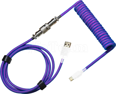 Photo de Câble de clavier Cooler Master Coiled Cable USB Type A - Type C M/M 1,5m (Bleu/Violet)