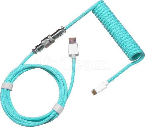 Photo de Câble de clavier Cooler Master Coiled Cable USB Type A - Type C M/M 1,5m (Cyan)