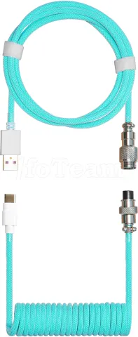 Photo de Câble de clavier Cooler Master Coiled Cable USB Type A - Type C M/M 1,5m (Cyan)