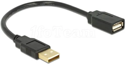 Photo de Cable Delock USB 0.15m M/F (rallonge) (Noir)
