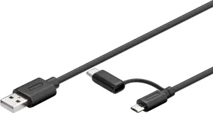 Photo de Cable Goobay USB 2.0 vers type C & Micro B M/M 1m (Noir)