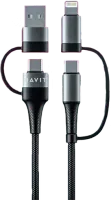 Photo de Câble Havit CB6244 USB-A/C vers USB-C/Lightning 1m M/M 60W (Noir)
