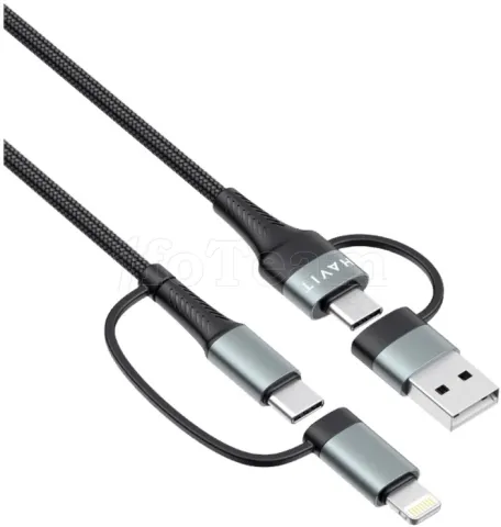 Photo de Câble Havit CB6244 USB-A/C vers USB-C/Lightning 1m M/M 60W (Noir)