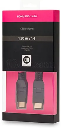 Photo de Cable HDMI 1.4 D2 Diffusion 1,5m M/M inclinable 180° (Noir)