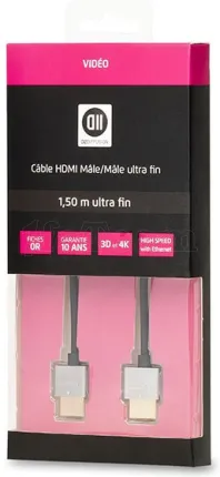Photo de Cable HDMI 2.0 D2 Diffusion 1.5m M/M Ultra Fin (Noir)