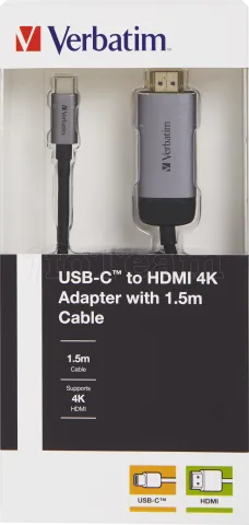 Photo de Câble HDMI 2.0 Verbatim vers USB-C 1,5m M/M (Argent)