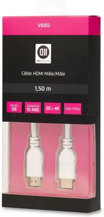 Photo de Cable HDMI D2 Diffusion 1,5m M/M (Blanc)