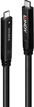 Photo de Câble Hybride Lindy Type C USB 3.2 - 10m (Noir)
