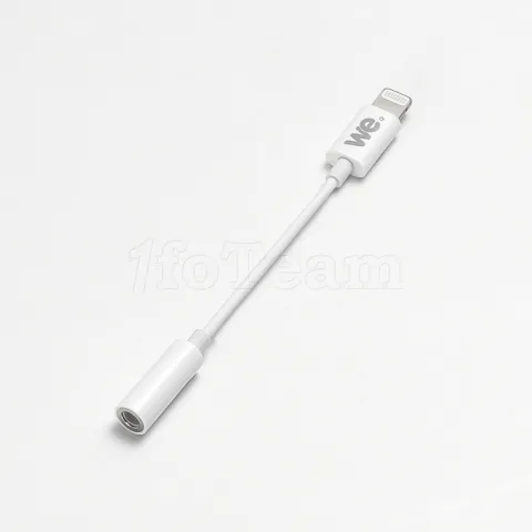 Photo de Cable Lightning We vers Jack audio 3,5mm M/F 15cm (Blanc)