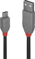 Photo de Cable Lindy USB 2.0 type A - Micro B M/M 5m (Gris)