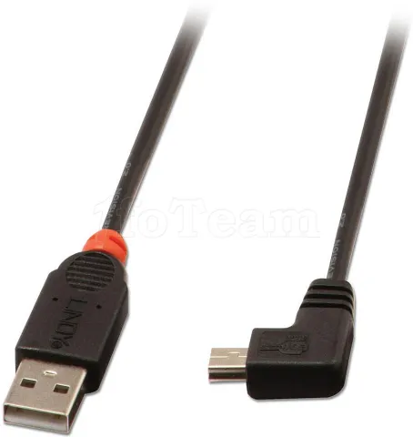 Photo de Cable Lindy USB 2.0 type A - Mini B M/M 2m Coudé (Noir)